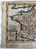 France Galliae Nova Tabula 1681 Du Val rare miniature hand color map