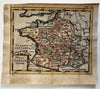 France Galliae Nova Tabula 1681 Du Val rare miniature hand color map