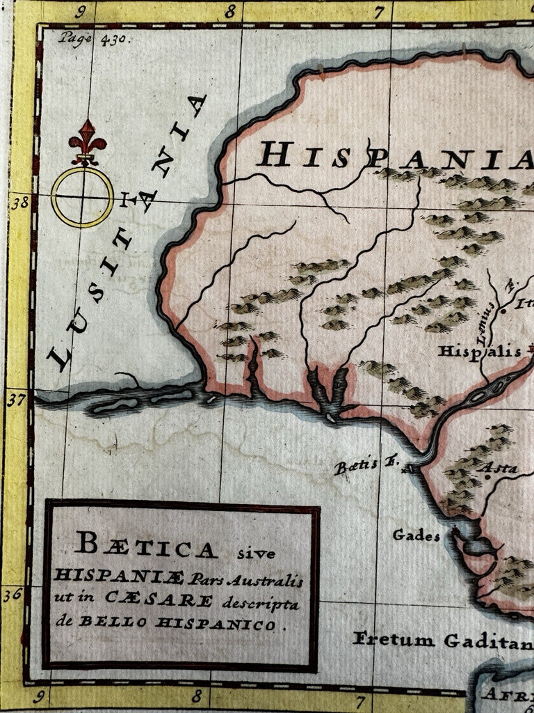 Spain Caesar ancient world Hispania c.1755 Moll hand color map