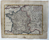 France 1744 Senex hand colored miniature map Europe in mid 18th century