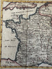 France 1744 Senex hand colored miniature map Europe in mid 18th century