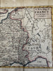 France 1744 Senex hand colored miniature map Europe in mid 18th century