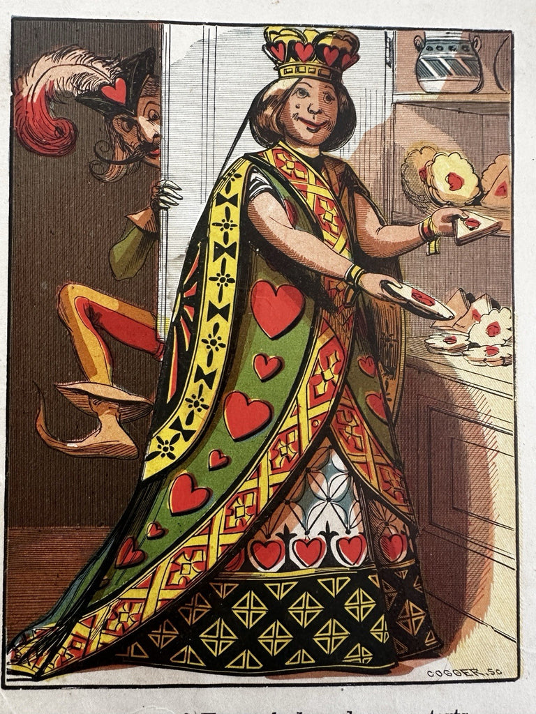 Queen of Hearts Damson Tarts Fantasy cards 1869 McLoughlin color juvenile book