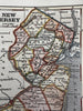 New Jersey state 1853 Ensign charming miniature hand colored map giftable