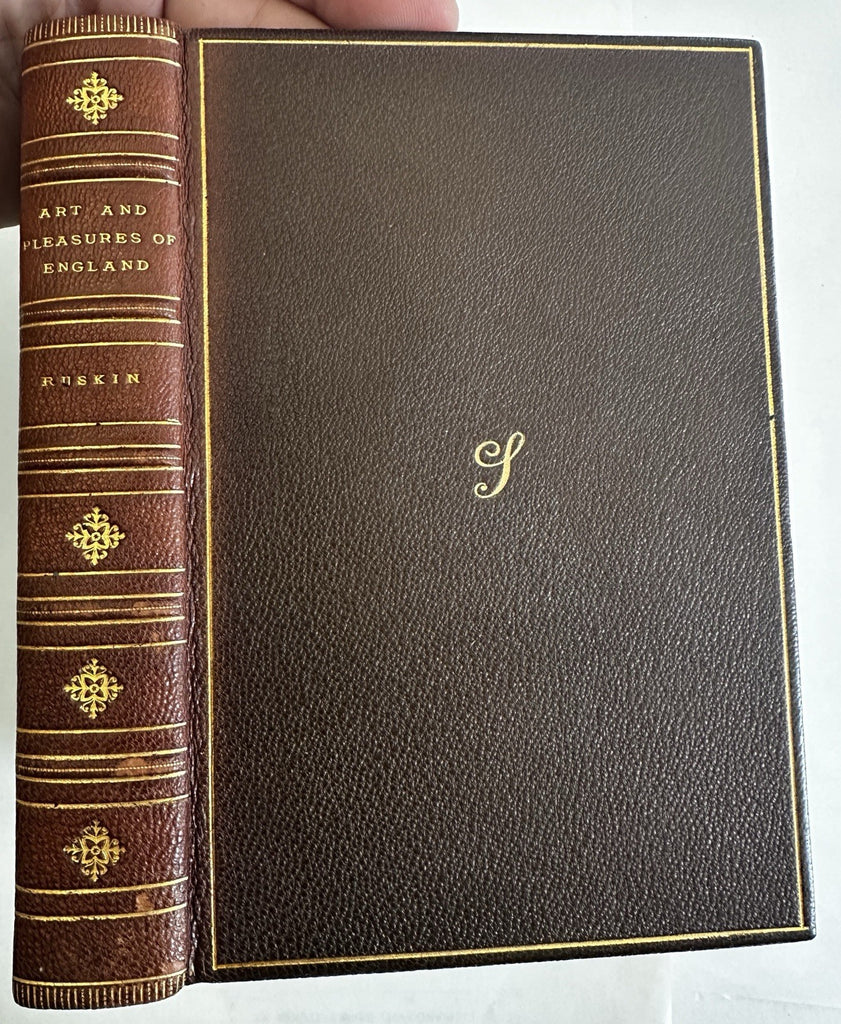 John Ruskin Art of England lectures 1883-1885 fine 1900 leather bound book
