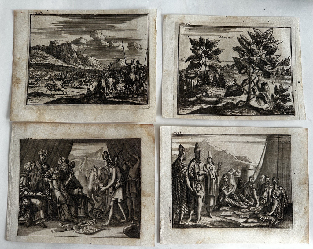 Arabia Bedouins desert tribe 1681 Dapper lot x 4 rare engraved ethnic prints