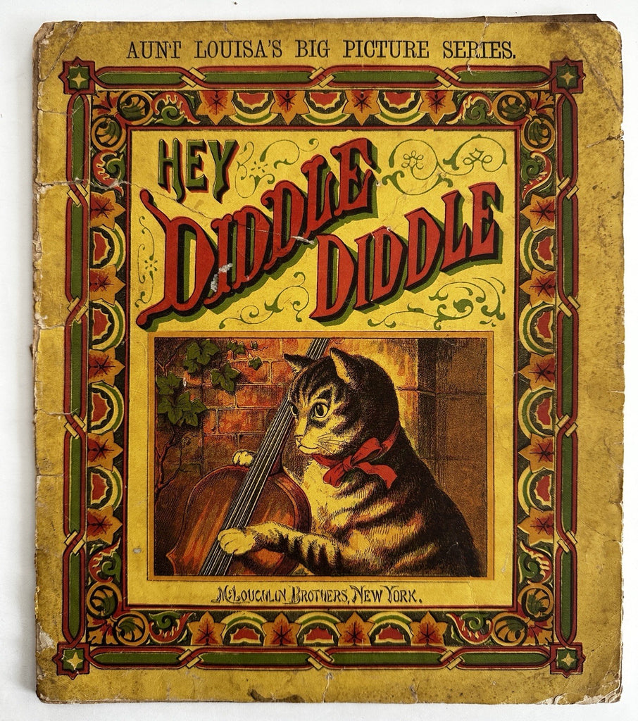 Hey Diddle Diddle cat moon cow dog 1860’s McLoughlin color chromo juvenile book