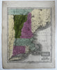 New England states NH ME VT MA CT RI 1829 Robinson uncommon map old hand color