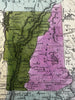 New England states NH ME VT MA CT RI 1829 Robinson uncommon map old hand color