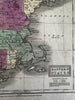 New England states NH ME VT MA CT RI 1829 Robinson uncommon map old hand color