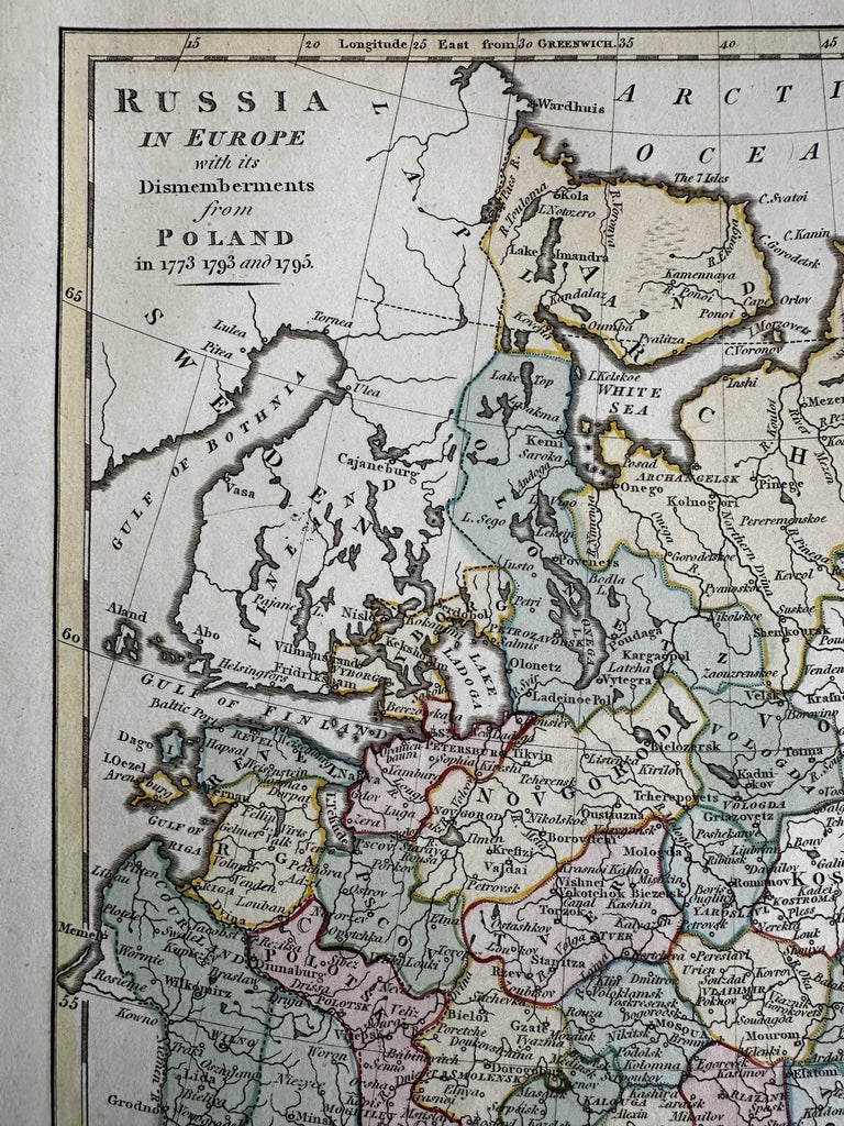 Russian Empire in Europe Showing Poland dismemberments 1799 Wilkinson scarce map