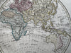 World in hemispheres showing latest voyages & Travels 1800 Wilkinson scarce map