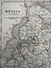 Russia in Europe 1848 Chambers hand color map Gellatly engraved