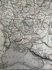 Russia in Europe 1848 Chambers hand color map Gellatly engraved