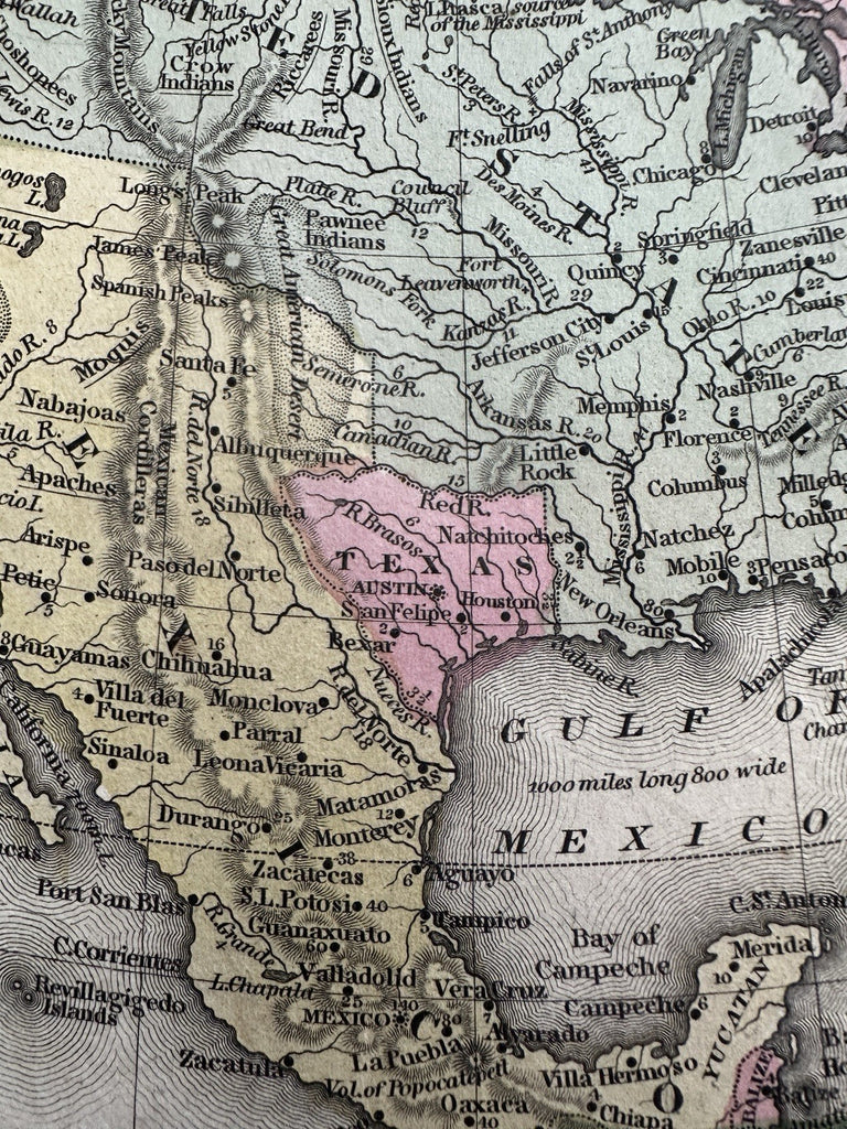 United States Independent Republic of Texas 1839 Mitchell North America map