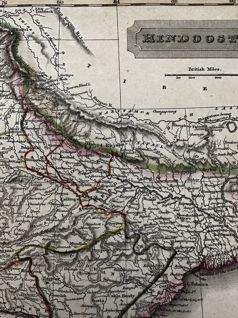 India Hindoostan Nepal Independent Rajahs 1817 Arrowsmith Hall engraved map