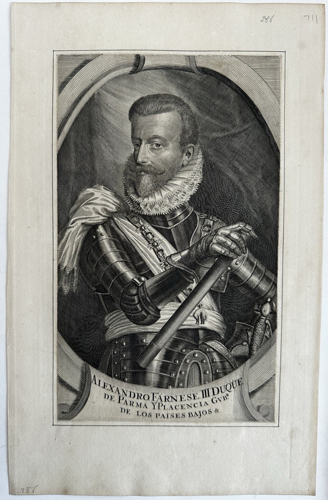 Alexander Farnese Duke Parma Low Countries 1720 scarce copper engraved portrait