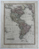 Americas North & South 1820 C. Smith scarce lovely hand colored engraved map