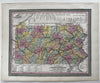 Pennsylvania state canal routes early RR 1850-5 Cowperthwait beautiful old map