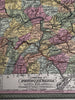 Pennsylvania state canal routes early RR 1850-5 Cowperthwait beautiful old map