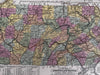 Pennsylvania state canal routes early RR 1850-5 Cowperthwait beautiful old map