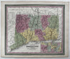 Connecticut state early RR lines 1850-5 Cowperthwait beautiful old color map