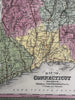 Connecticut state early RR lines 1850-5 Cowperthwait beautiful old color map