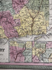 Connecticut state early RR lines 1850-5 Cowperthwait beautiful old color map