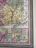 Connecticut state early RR lines 1850-5 Cowperthwait beautiful old color map