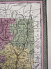 Connecticut state early RR lines 1850-5 Cowperthwait beautiful old color map
