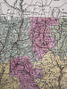 Connecticut state early RR lines 1850-5 Cowperthwait beautiful old color map