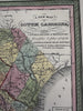 South Carolina state canals early roads 1855 Cowperthwait beautiful color map