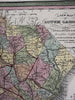 South Carolina state canals early roads 1855 Cowperthwait beautiful color map