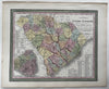 South Carolina state canals early roads 1855 Cowperthwait beautiful color map
