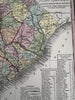 South Carolina state canals early roads 1855 Cowperthwait beautiful color map