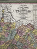 Virginia state stage coach roads shown RR lines 1855 Cowperthwait lovely map