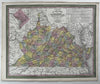 Virginia state stage coach roads shown RR lines 1855 Cowperthwait lovely map