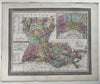 Louisiana state w/ New Orleans city plan 1855 Cowperthwait lovely hand color map