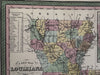 Louisiana state w/ New Orleans city plan 1855 Cowperthwait lovely hand color map
