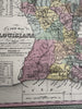 Louisiana state w/ New Orleans city plan 1855 Cowperthwait lovely hand color map