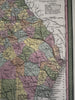 Georgia state early RR lines canals 1850-5 Cowperthwait hand colored map