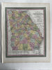 Georgia state early RR lines canals 1850-5 Cowperthwait hand colored map