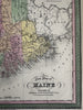 Maine state early RR lines canals 1850-5 Cowperthwait hand colored map