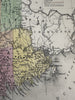Maine state early RR lines canals 1850-5 Cowperthwait hand colored map