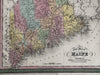 Maine state early RR lines canals 1850-5 Cowperthwait hand colored map