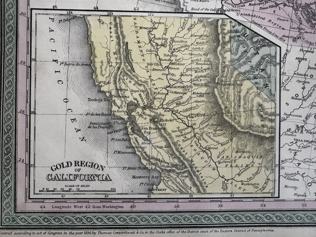 United States territorial west 1854 JH Young Desilver Cowperthwait scarce map