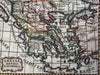 Greece Greek Isles Aegean sea 1788 rare Italian hand colored miniature map