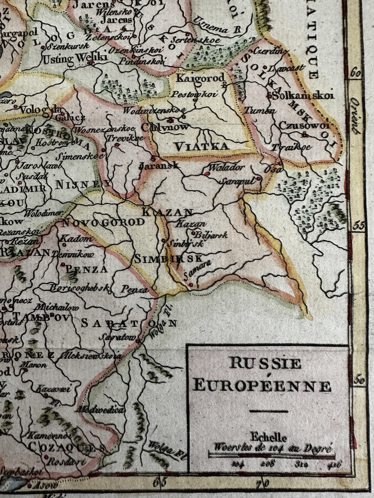 Russia in Europe c.1760-80 miniature engraved hand colored map
