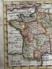 France c.1740-60 Cowley charming scarce miniature engraved hand colored map