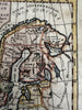 Scandinavia Norway Sweden Denmark 1744 Faure engraved hand color miniature map